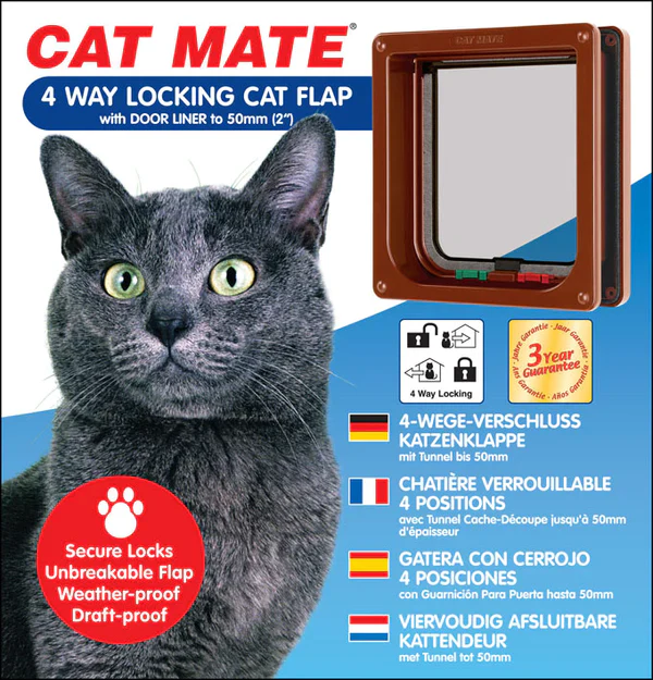 Cat Mate 4 Way Locking Cat Door with Liner [Suits Timber doors only], average size - Image 13